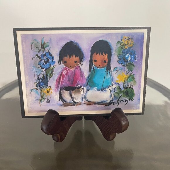 Ted De Grazia Art Work on Wooden Plaques, Set of 2 - Picture 3 of 9